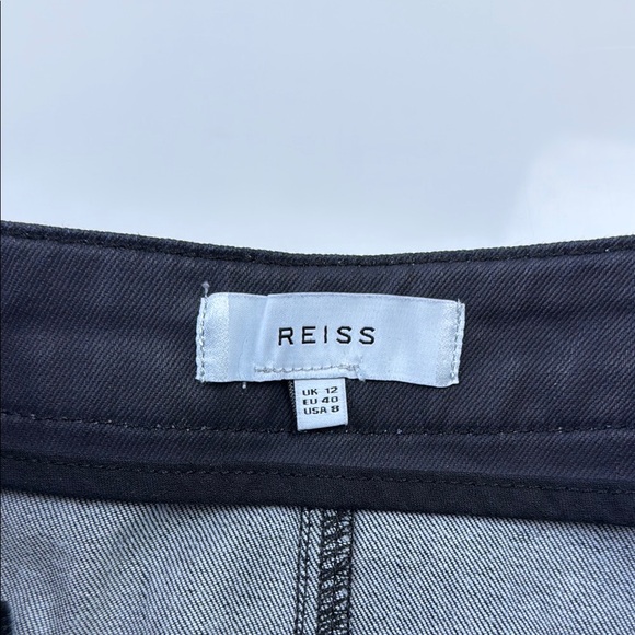 Reiss Black Ruth Coated Denim Zip Up Mini Skirt N279-21 - Picture 3 of 7